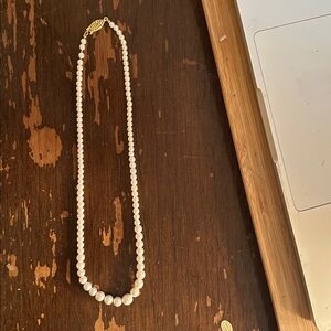 18” Older Really Lovely And Clean Glass Pearl Necklace